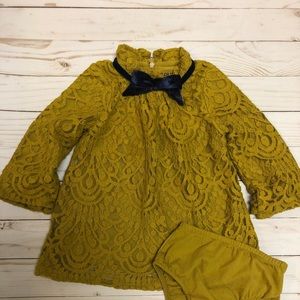 12 months Oshkosh mustard yellow lace style dress